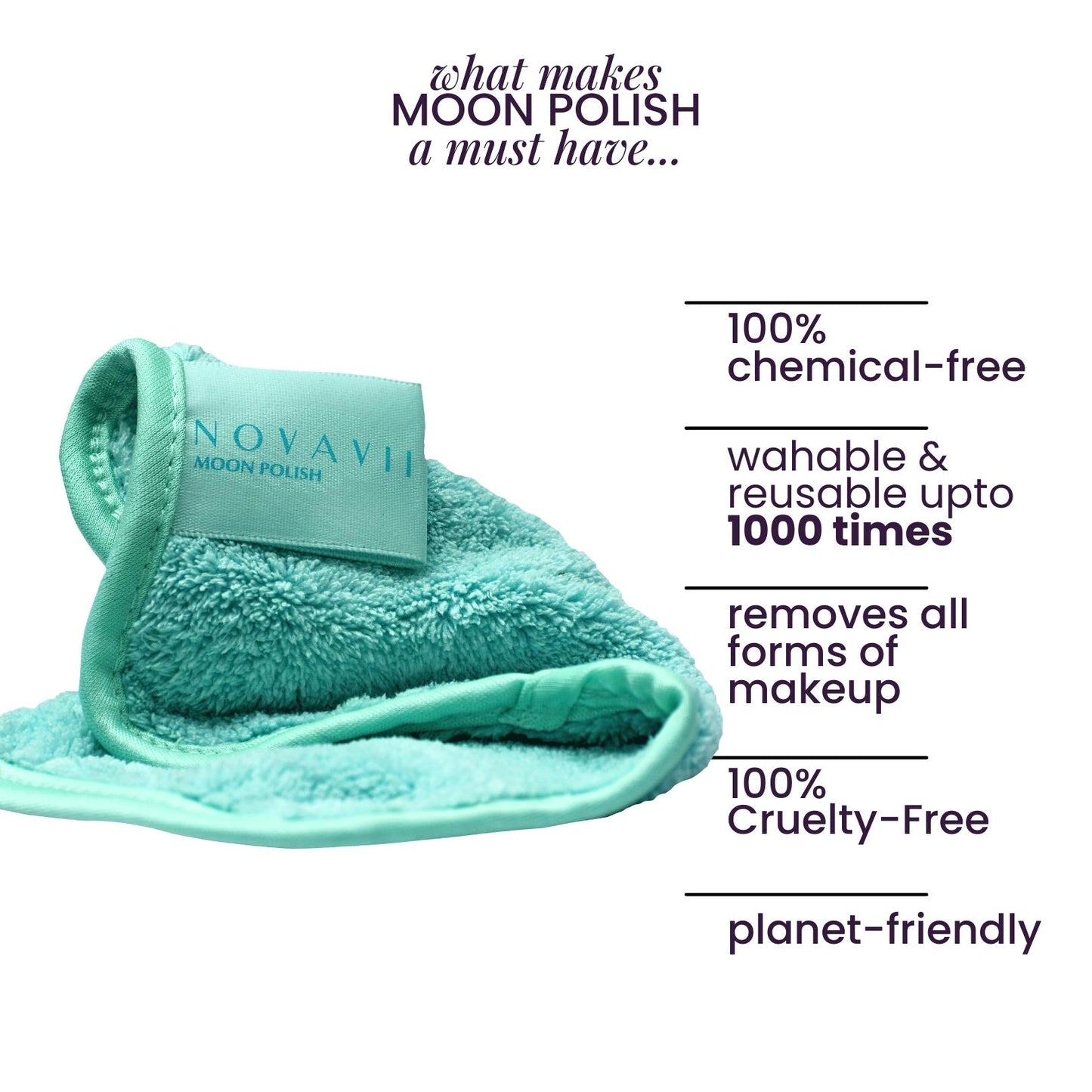 moon polish - reusable makeup remover towel