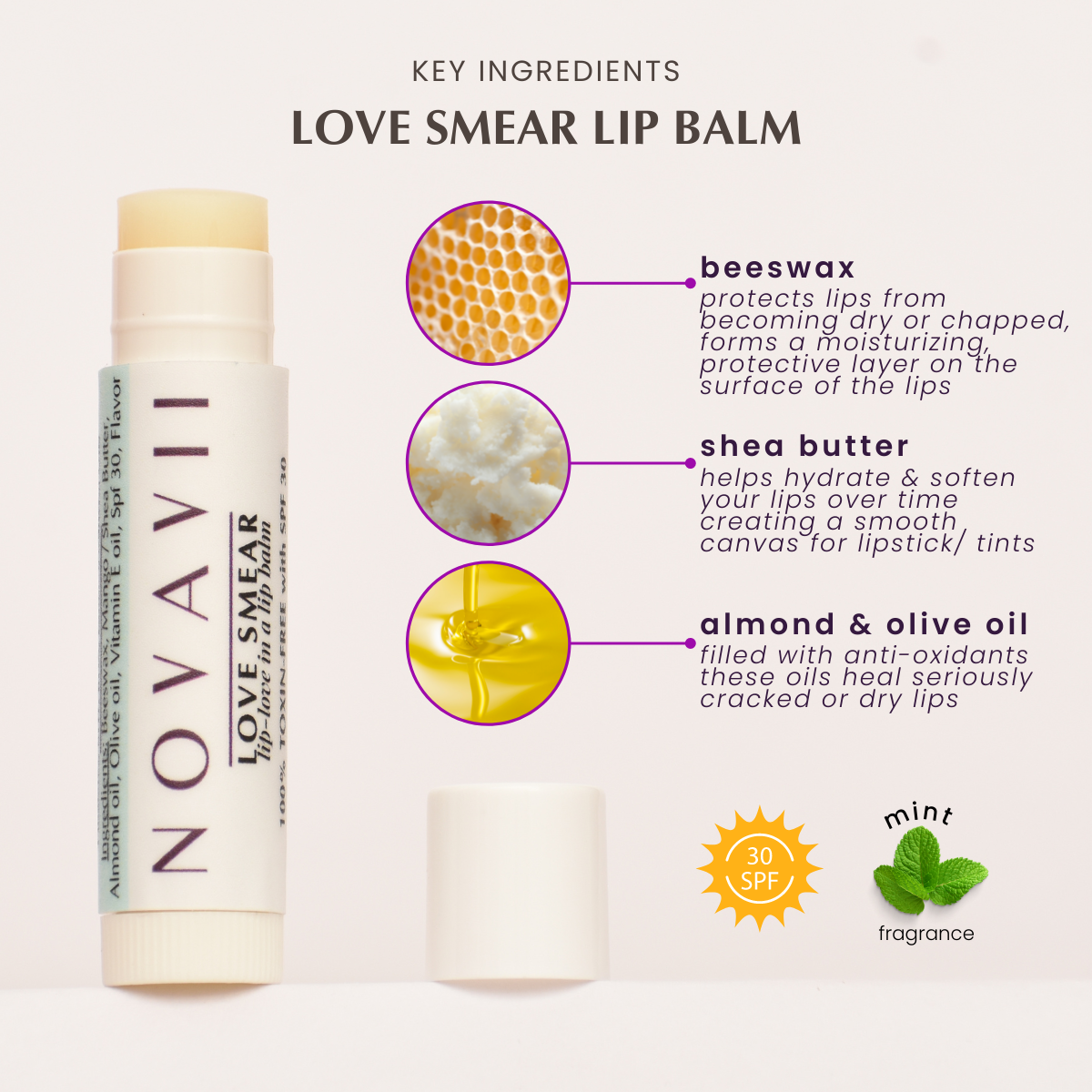 Love Smear - Lip Balms with SPF30 (Tint-less)