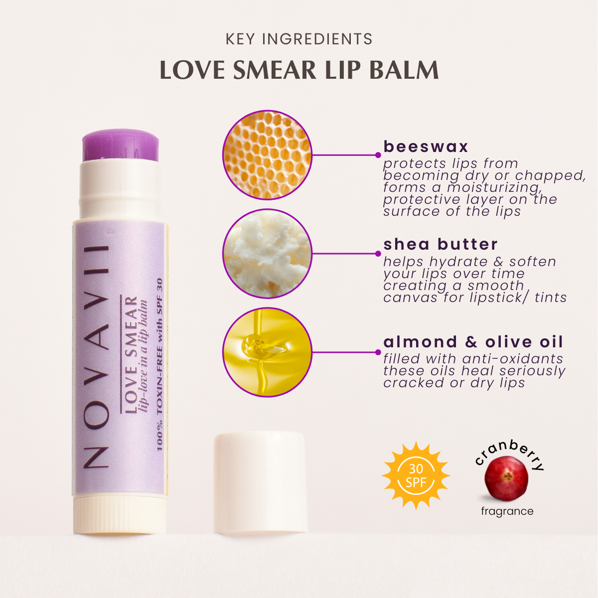 Love Smear - Lip Balms with SPF30 (Tint-less)